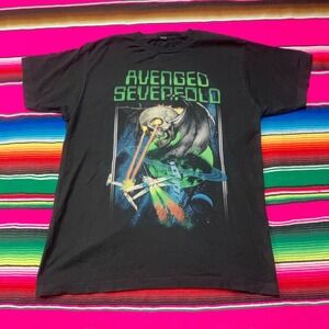 Avenged Sevenfold Deathbat T-Shirt Men's L Tour Band Tee A7X Y2K 2000s‎ Metal